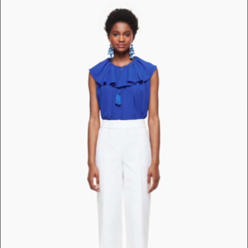 Kate Spade- Sleeveless Blue Tassel Top, (XL) NWT